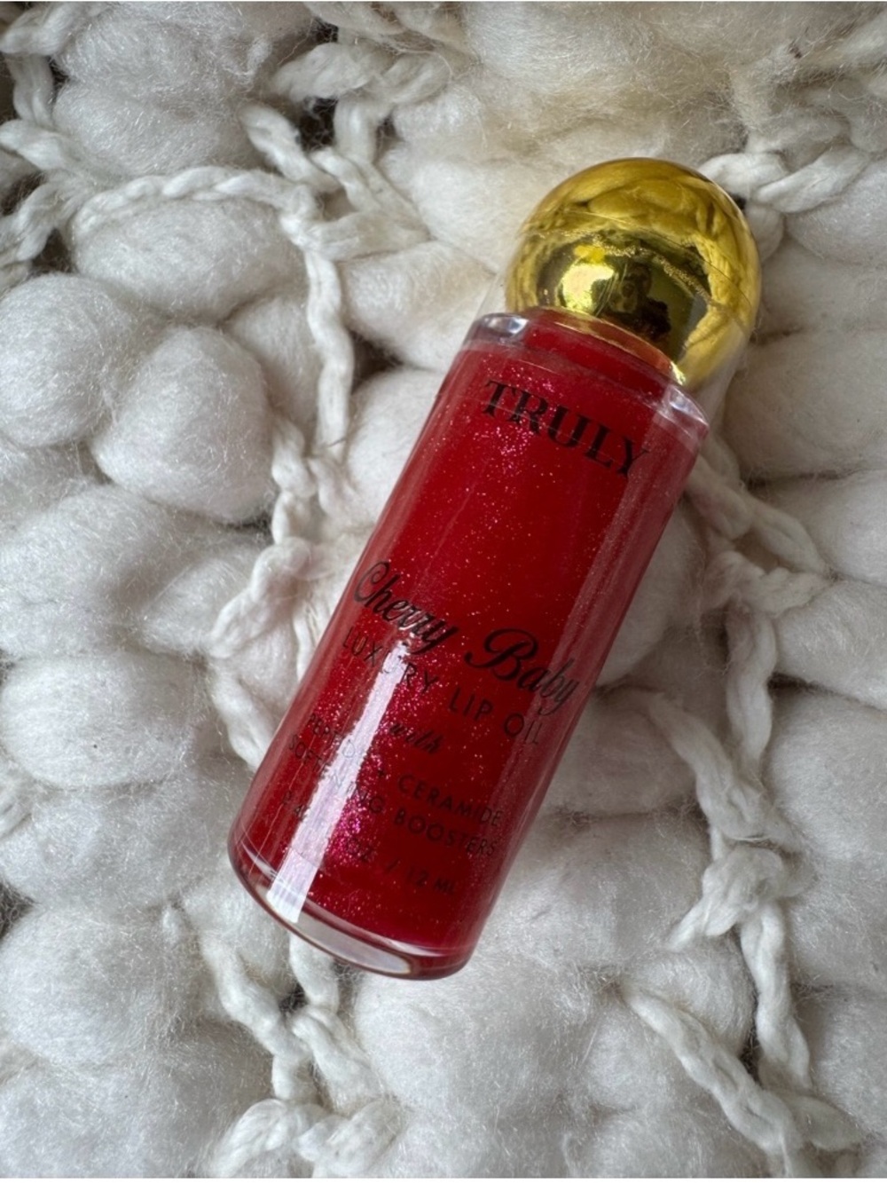 TRULY Cherry Baby Red Lip Oil with Gold Cap